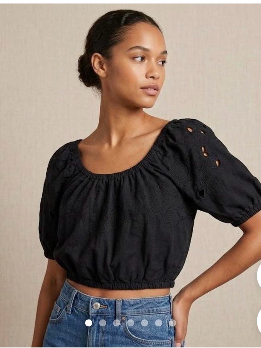 Universal Thread Black Puff-Sleeve Crop Top